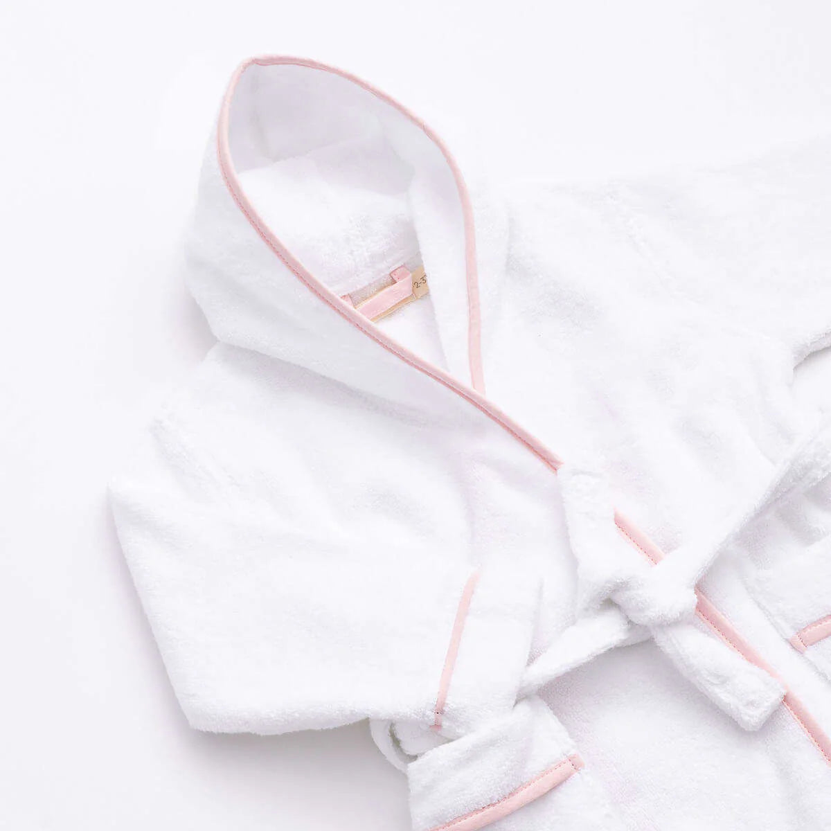Monica +Andy Terry Bathrobe White + Pink 0_6 Month