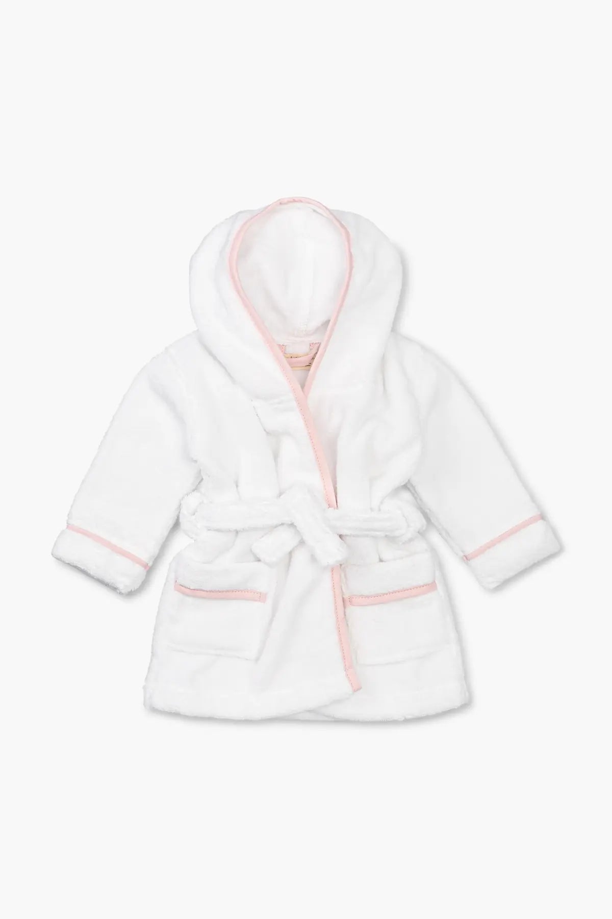 Monica +Andy Terry Bathrobe White + Pink 0_6 Month