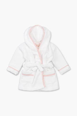 Monica +Andy Terry Bathrobe White + Pink 0_6 Month