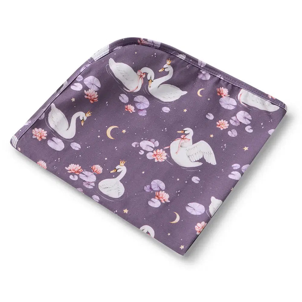 Snuggle Hunny Midnight Swan Organic Jersey Wrap Topknot Set