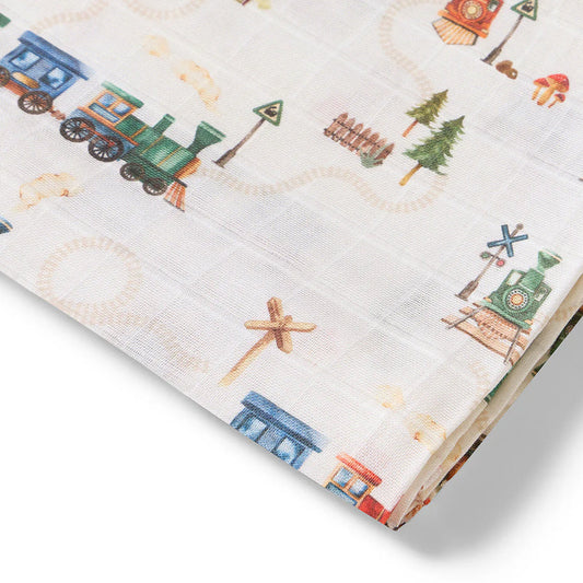 Snuggle Hunny, Trains Organic Muslin Wrap