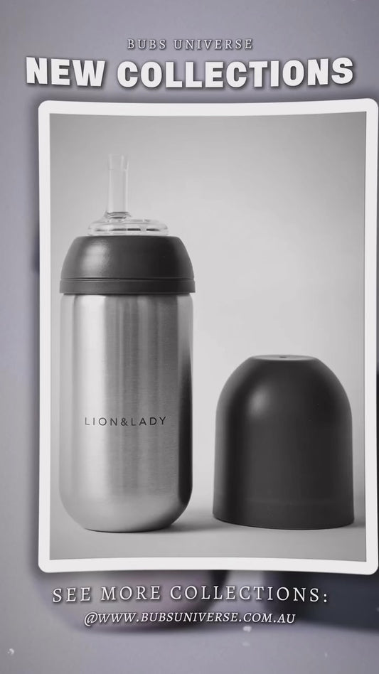 Lion & Lady Toddler Straw Cup - 350ml 18/8 Stainless Steel (More Colors)