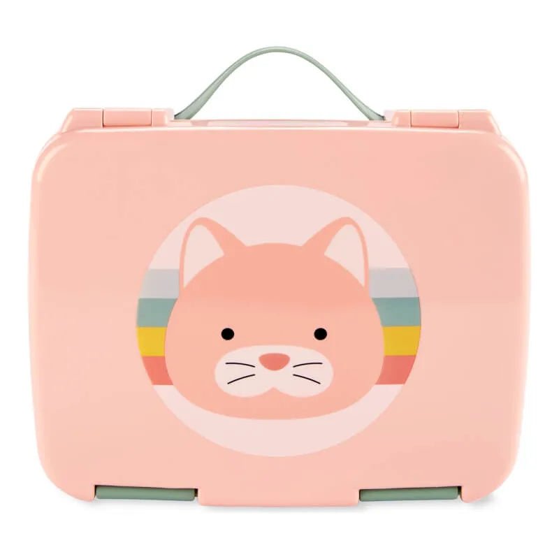 Skip Hop kids Bento lunch box with cat design on pink background
