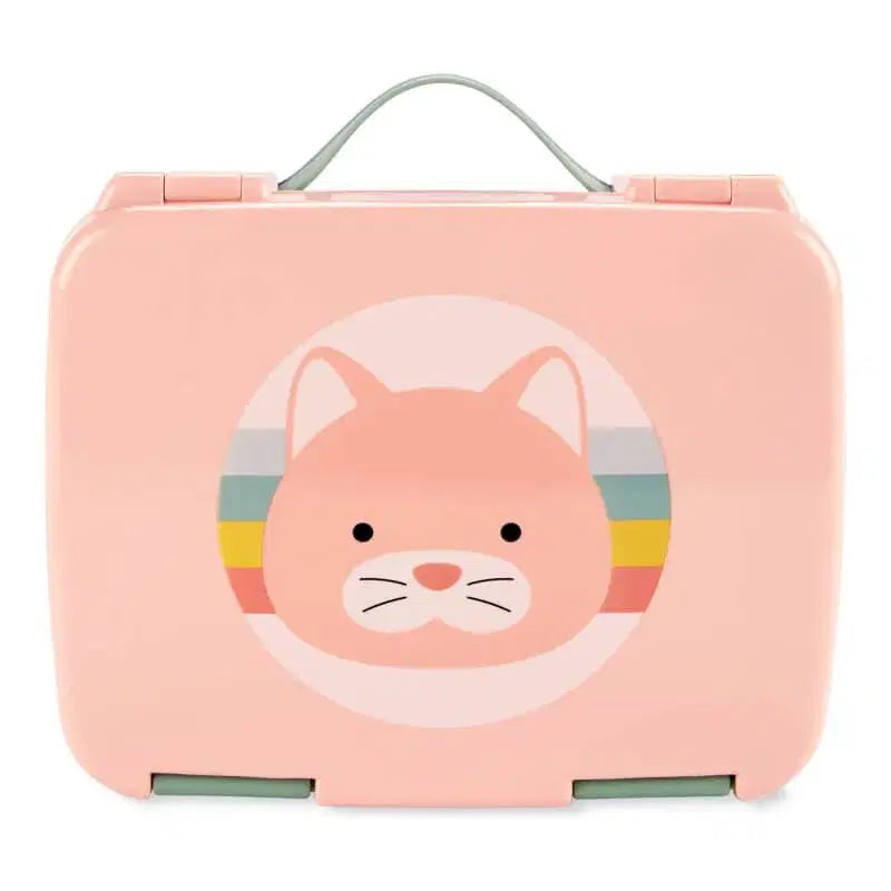 Skip Hop kids Bento lunch box with cat design on pink background