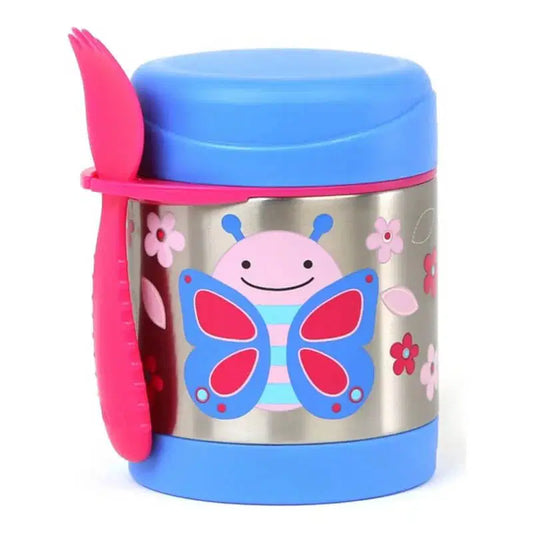 Skip Hop Insulated Food Jar With Butterfly designe on silver backround