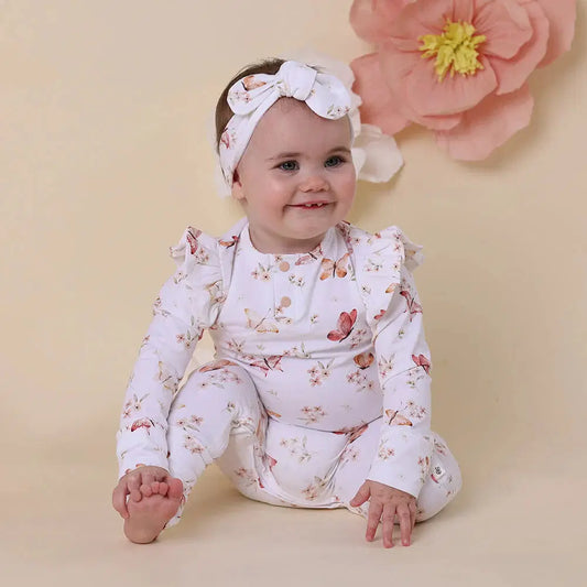 Butterfly Organic Snugglesuit Convertible Romper with Frill