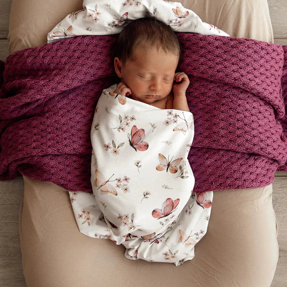 Snuggle Hunny Butterfly Organic Snuggle Swaddle Topnot Set