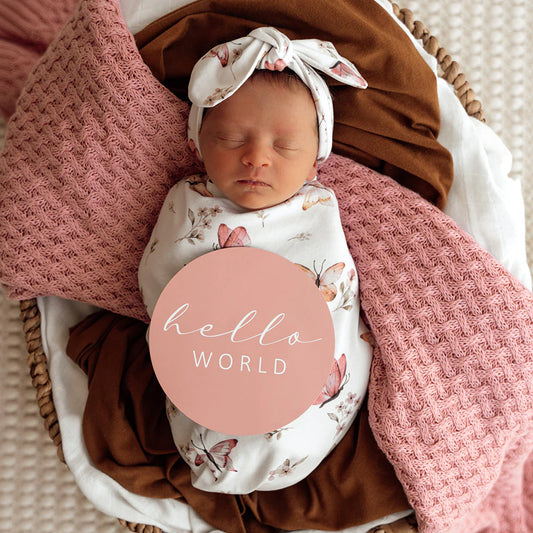 Snuggle Hunny, Butterfly Organic Snuggle Swaddle & Topnot Set.