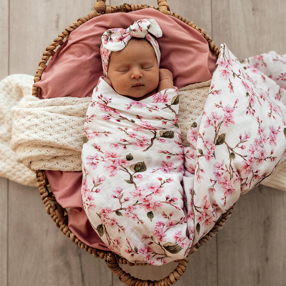 Snuggle Hunny, Cherry Blossom Organic Muslin Wrap