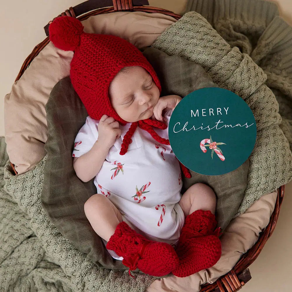 Snuggle Hunny Red Merino Wool Bonnet Booties