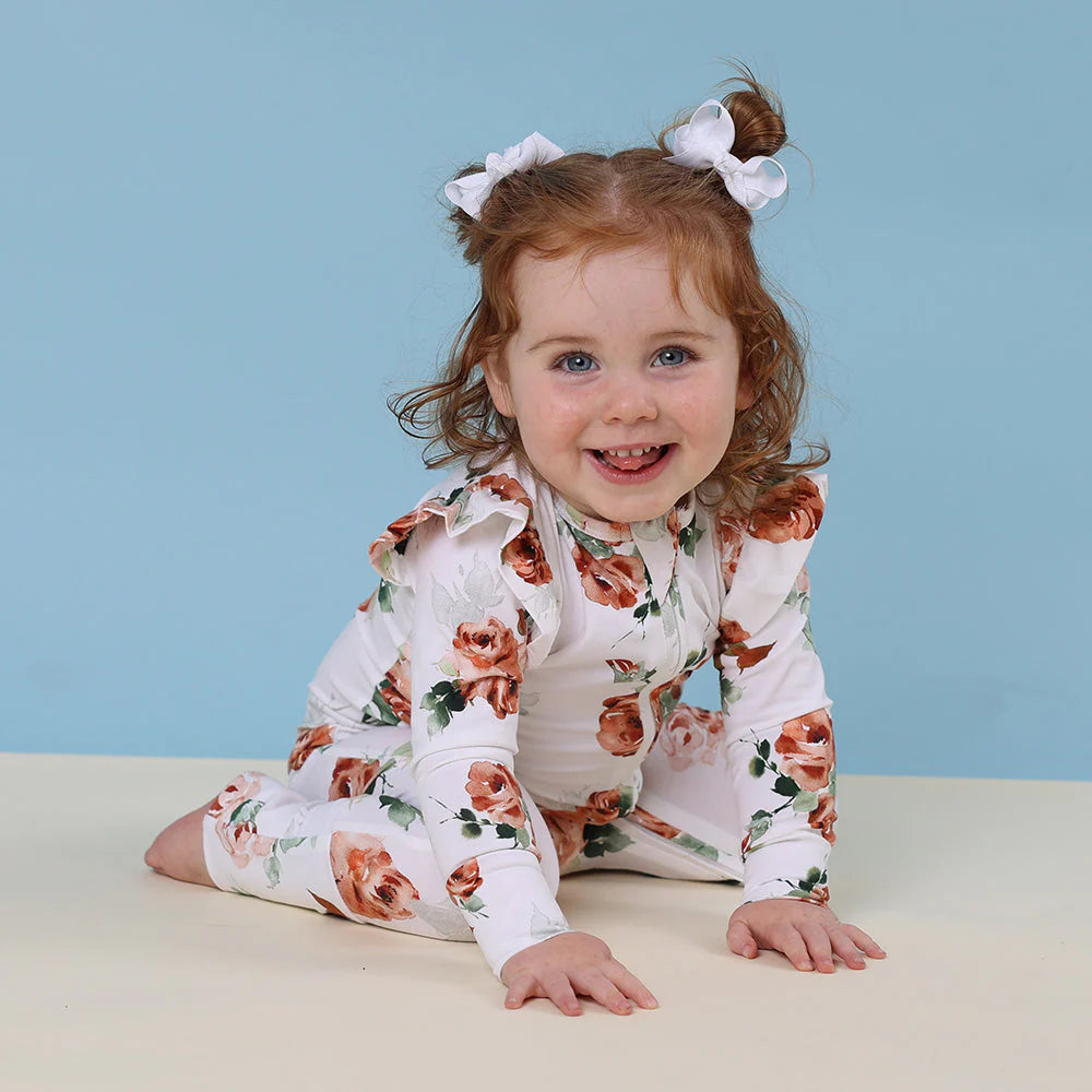Snuggle Hunny, Rosebud Organic Snugglesuit Convertible Romper with Frill