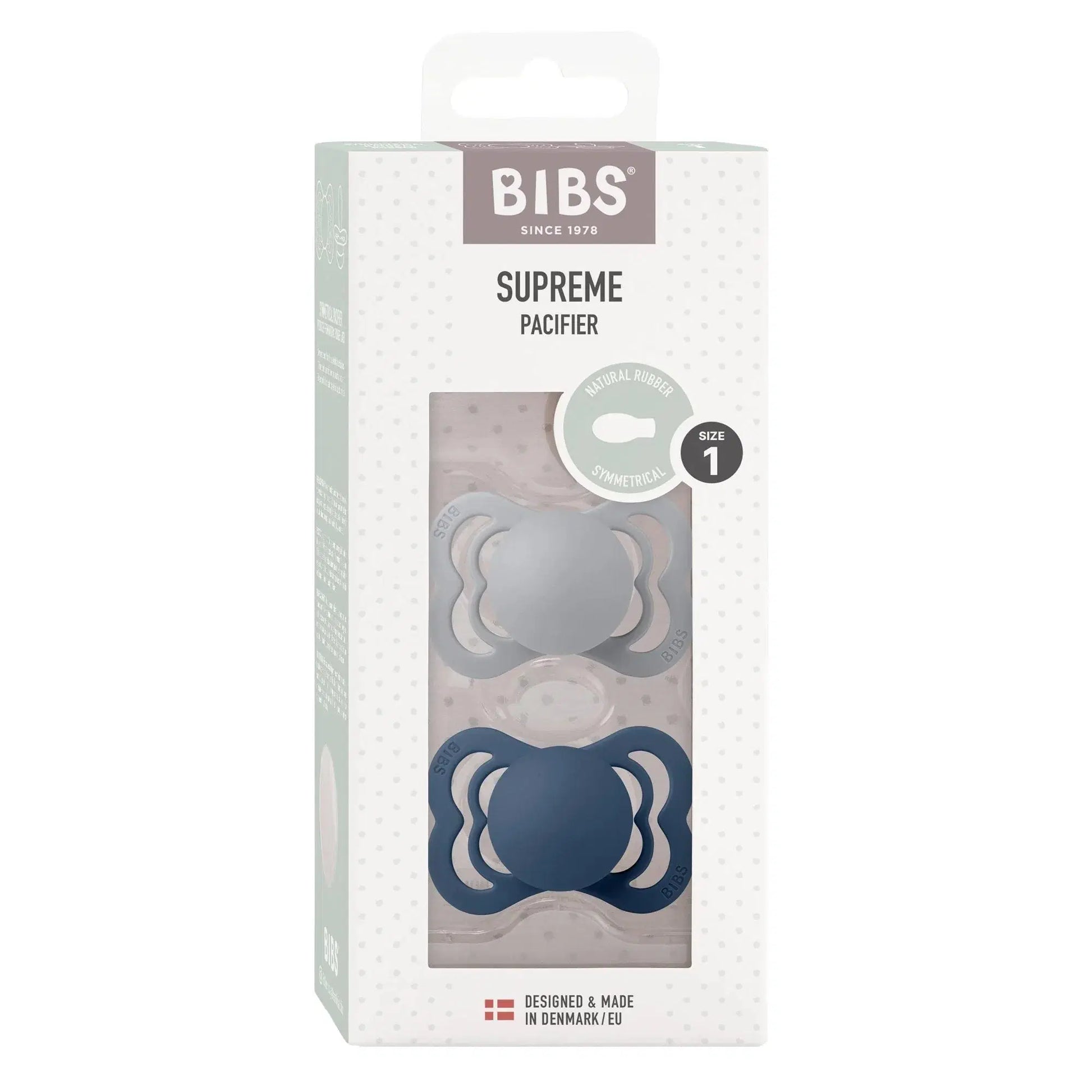 BIBS Supreme Silicone S1 Cloud Steel Blue 2pk