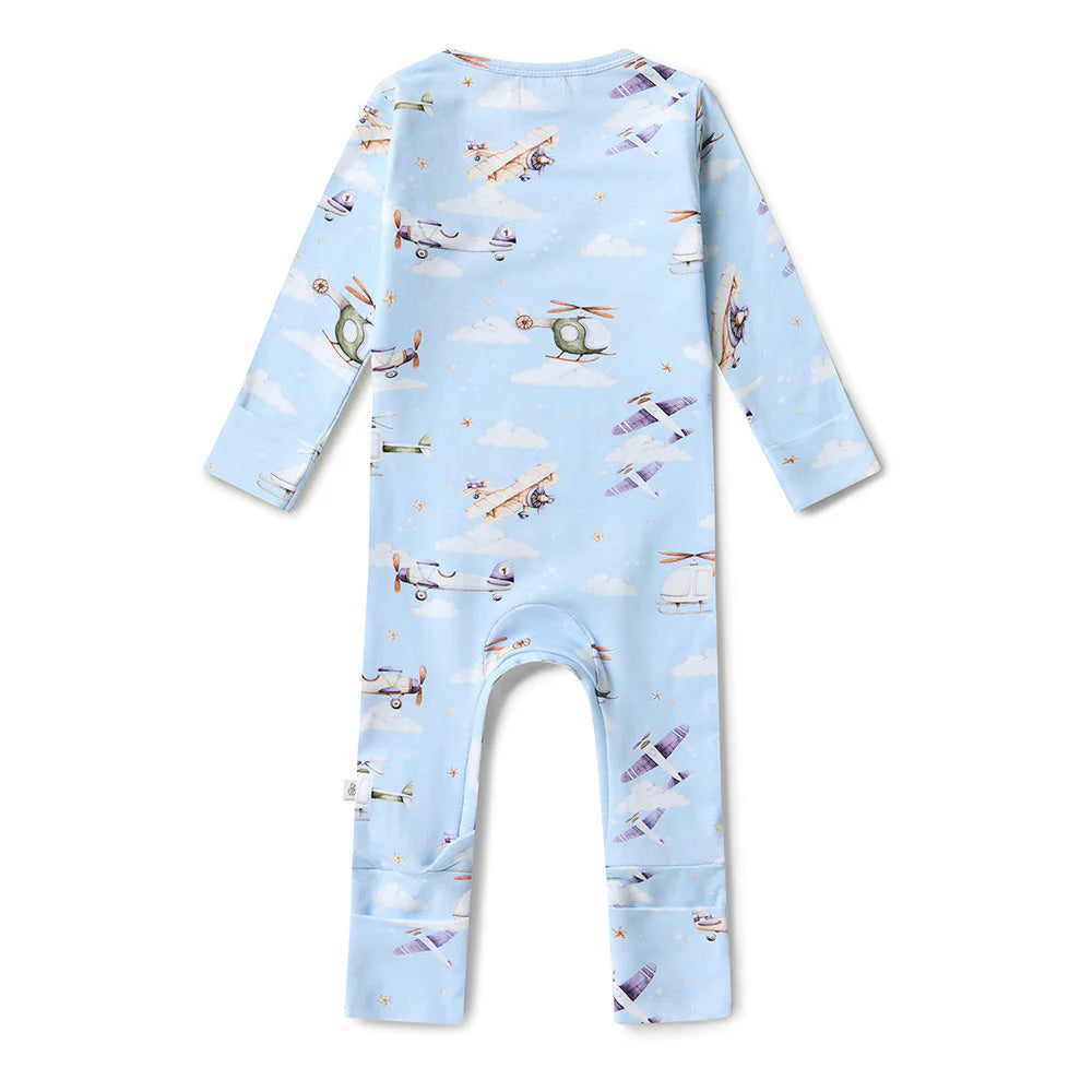 Snuggle Hunny, Taking Flight Long Sleeve Organic Growsuit