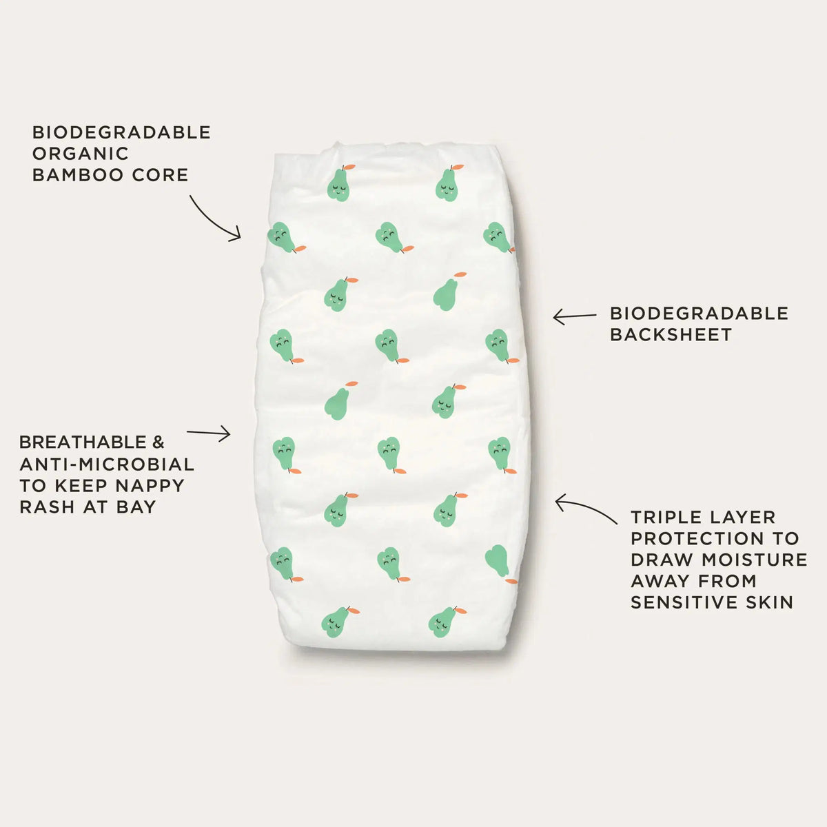 Tooshies 74% Organic Bamboo Nappies Size 1 Newborn 3 - 5kg 2x52pk - Bubs Universe