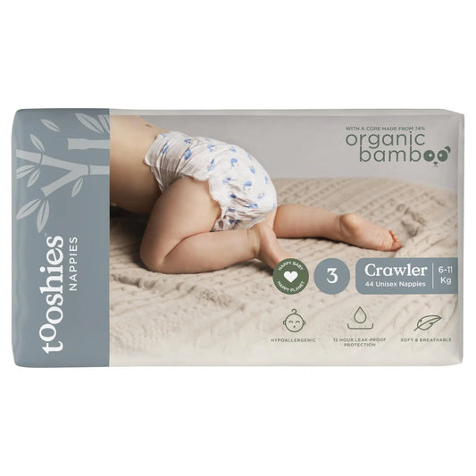 Tooshies 74% Organic Bamboo Nappies Size 3 Crawler 6 - 11kg , 2x 44pk - Bubs Universe