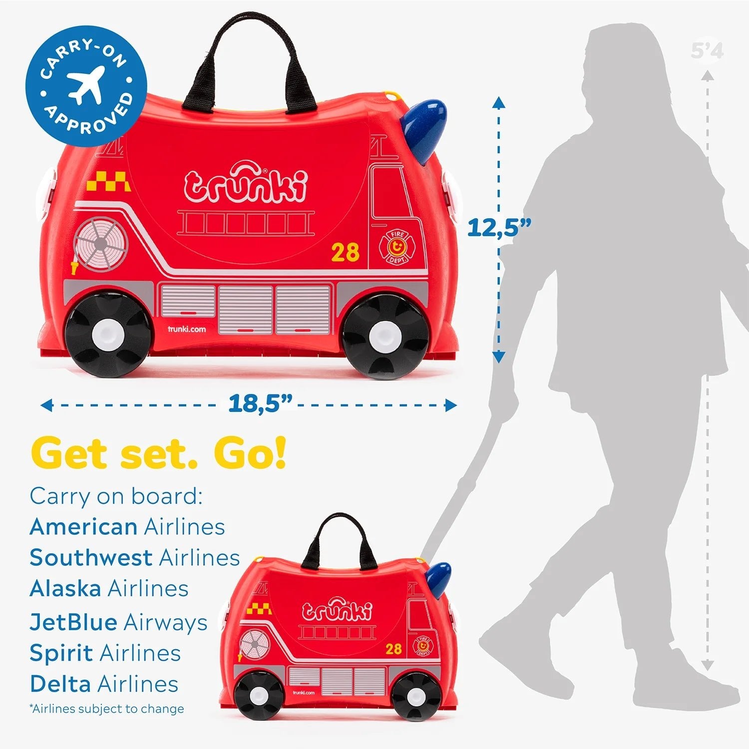 Trunki Children's Ride - On Suitcase , Fire Engine Frank - Bubs Universe