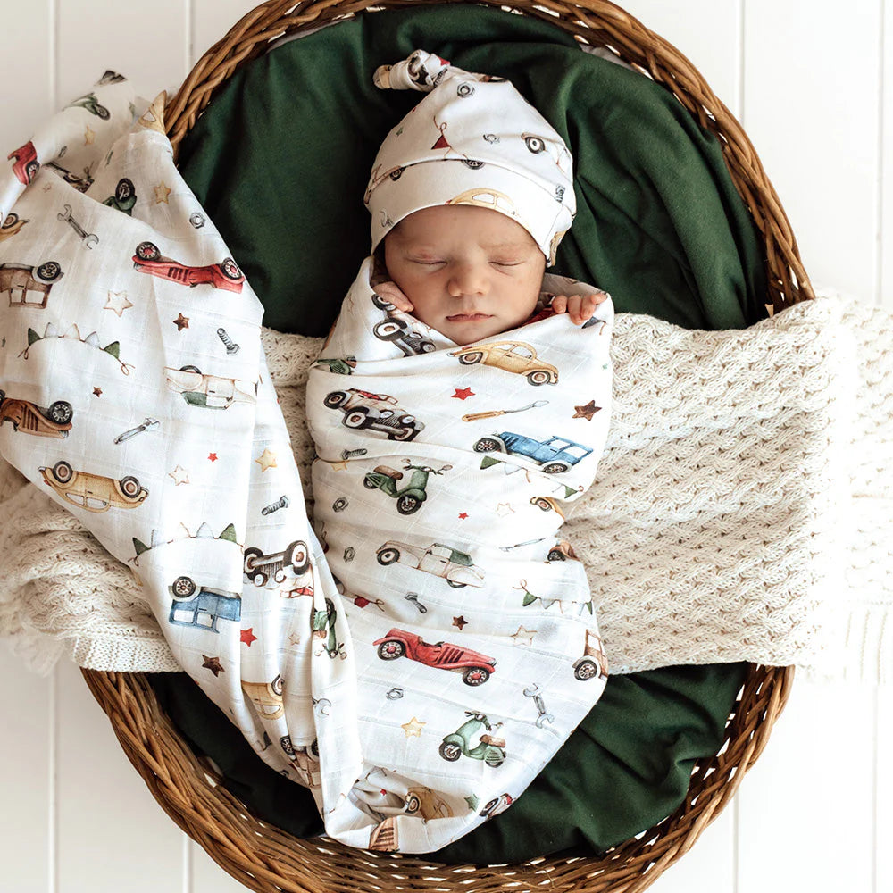 Snuggle Hunny Vintage Cars Organic Muslin Wrap