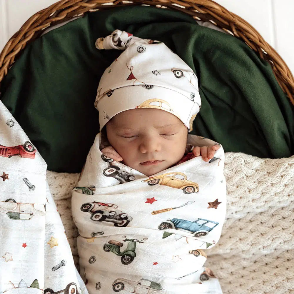Snuggle Hunny Vintage Cars Organic Muslin Wrap