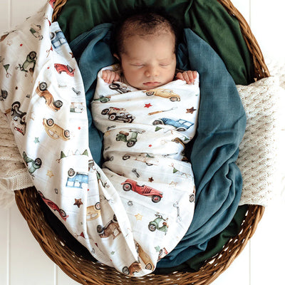 Snuggle Hunny Vintage Cars Organic Muslin Wrap